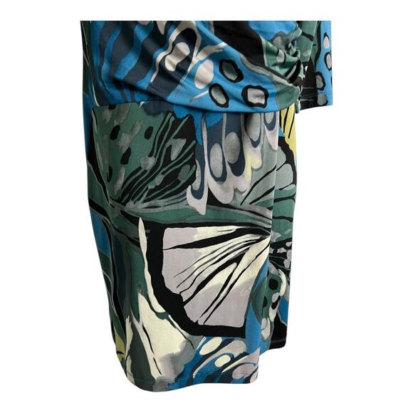 Allison Brittney Dress Women's M Multicolor Abstract Print Surplice Neck M Y2K - Picture 3 of 7